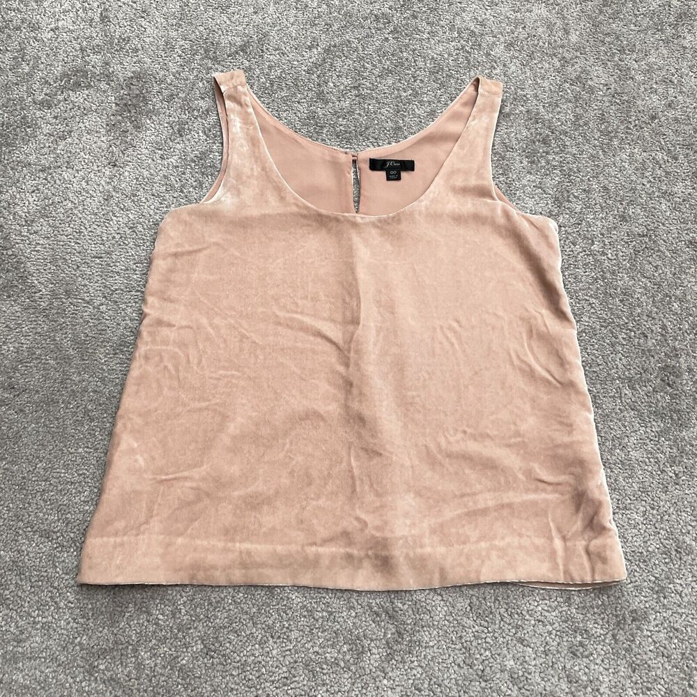 J.Crew Velvet Tank Top Womens 00 Peach Orange Lined Scoop Neck Sleeveless Casual